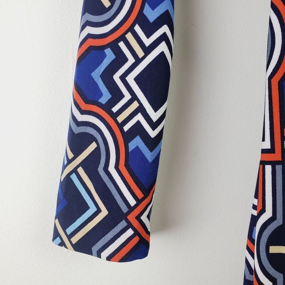 Vintage Cache Full Print Geometrical Belted Full Snap Front Dress XS - Picture 7 of 11